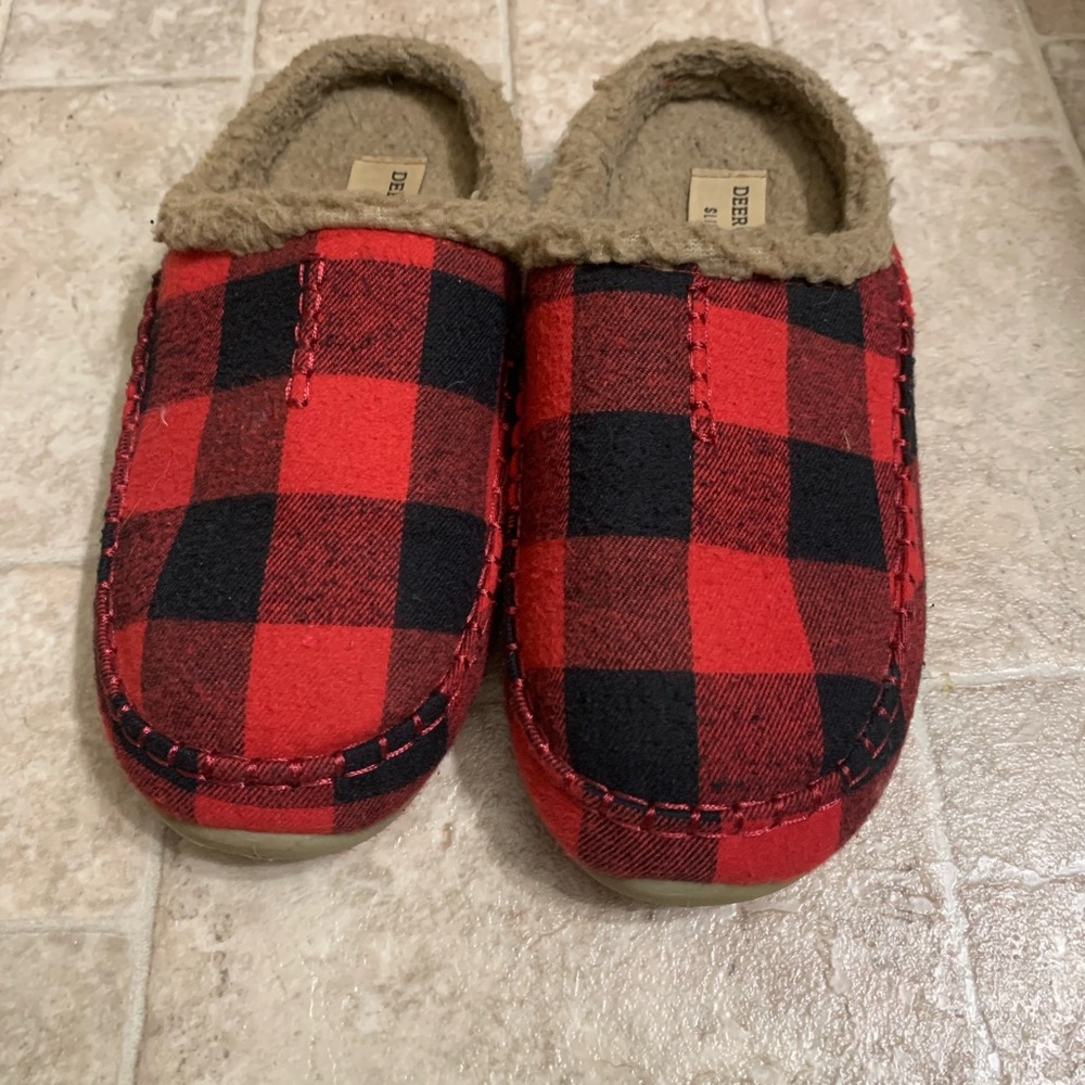 NEW Deer Stag Buffalo Plaid Slippers